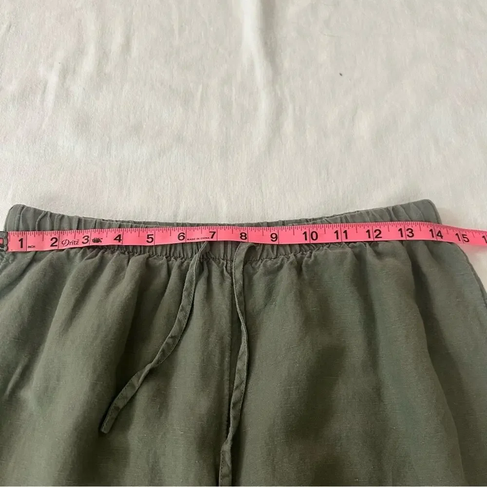 Yarn & Sea Olive Green Linen Blend Wide Leg Pants Women’s Medium